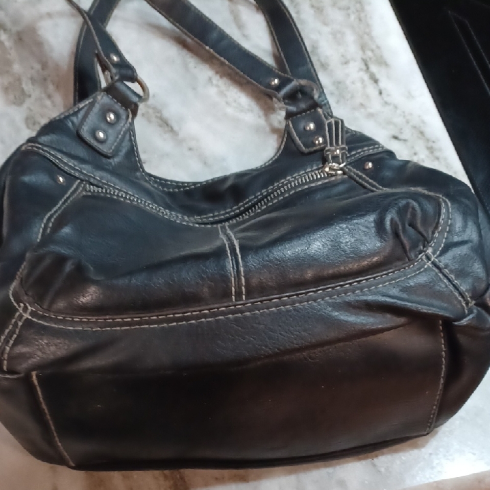 Elegant Black Leather Like Handbag
